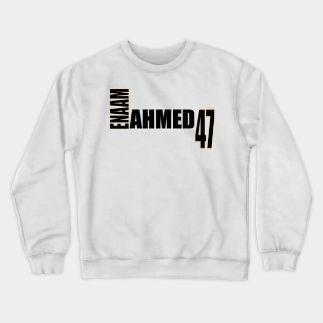 Enaam Ahmed '23 black text Crewneck Sweatshirt by SteamboatJoe